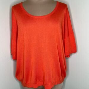 Ann Taylor Sweater Large Women Knit Top Cashmere Blend Orange Relaxed Minimalist